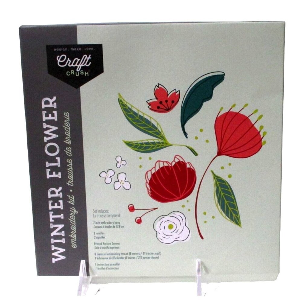 Craft Crush Winter Flower Embroidery Kit - New Complete - Needlecraft Kit